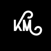 diseño de logotipo de letra km sobre fondo negro. concepto de logotipo de letra de iniciales creativas km. diseño de letras km. km diseño de letras blancas sobre fondo negro. km, logotipo de km vector