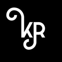 diseño de logotipo de letra kr sobre fondo negro. concepto de logotipo de letra de iniciales creativas kr. diseño de letras kr. kr diseño de letras blancas sobre fondo negro. kr, logotipo de kr vector