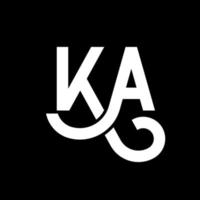 diseño de logotipo de letra ka sobre fondo negro. ka concepto creativo del logotipo de la letra de las iniciales. diseño de letras ka. ka diseño de letras blancas sobre fondo negro. logotipo de ka, ka vector