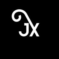 diseño del logotipo de la letra jx sobre fondo negro. concepto de logotipo de letra de iniciales creativas jx. diseño de letras jx. jx diseño de letras blancas sobre fondo negro. logotipo de jx, jx vector