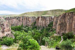 above view of gorge of Ihlara Valley in Cappadocia photo