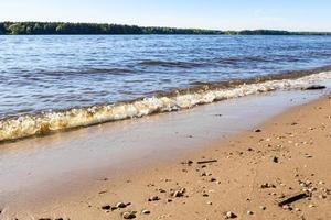 water surf on Volga river on sunny summer day photo