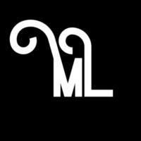 ML Letter Logo Design. Initial letters ML logo icon. Abstract letter ML minimal logo design template. M L letter design vector with black colors. ml logo