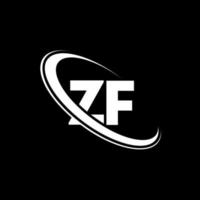 logotipo de ZF. diseño zf. letra zf blanca. diseño del logotipo de la letra zf. letra inicial zf círculo vinculado logotipo de monograma en mayúsculas. vector