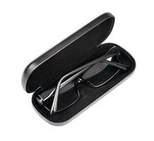glasses in black eyeglass case isolated on white photo