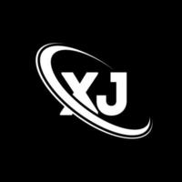 XJ logo. X J design. White XJ letter. XJ letter logo design. Initial letter XJ linked circle uppercase monogram logo. vector
