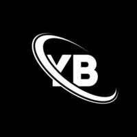 YB logo. Y B design. White YB letter. YB letter logo design. Initial letter YB linked circle uppercase monogram logo. vector