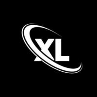 logotipo xl. diseño xl. letra xl blanca. diseño del logotipo de la letra xl. letra inicial xl círculo vinculado logotipo de monograma en mayúsculas. vector