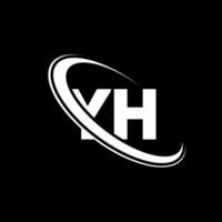 YH logo. Y H design. White YH letter. YH letter logo design. Initial letter YH linked circle uppercase monogram logo. vector