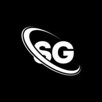 SG logo. S G design. White SG letter. SG letter logo design. Initial letter SG linked circle uppercase monogram logo. vector