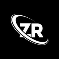 ZR logo. Z R design. White ZR letter. ZR letter logo design. Initial letter ZR linked circle uppercase monogram logo. vector