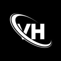 logotipo vh. diseño vh. letra vh blanca. diseño del logotipo de la letra vh. letra inicial vh círculo vinculado logotipo de monograma en mayúsculas. vector