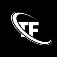 logotipo de t.f. diseño de tf. letra tf blanca. diseño del logotipo de la letra tf. letra inicial tf círculo vinculado logotipo de monograma en mayúsculas. vector