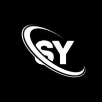 SY logo. S Y design. White SY letter. SY letter logo design. Initial letter SY linked circle uppercase monogram logo. vector