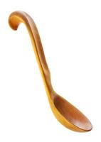 hand carved maple wooden soup spoon isolated photo