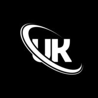 UK logo. U K design. White UK letter. UK letter logo design. Initial letter UK linked circle uppercase monogram logo. vector