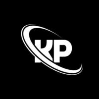 logotipo de kp. diseño kp letra kp blanca. diseño del logotipo de la letra kp. letra inicial kp círculo vinculado logotipo de monograma en mayúsculas. vector