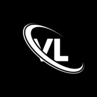 logotipo vl. diseño vl. letra vl blanca. diseño del logotipo de la letra vl. letra inicial vl círculo vinculado logotipo de monograma en mayúsculas. vector