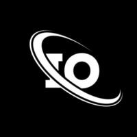 IO logo. I O design. White IO letter. IO letter logo design. Initial letter IO linked circle uppercase monogram logo. vector