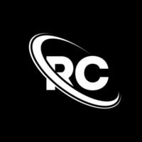 logotipo de RC. diseño de radiocontrol letra rc blanca. diseño de logotipo de letra rc. letra inicial rc círculo vinculado en mayúsculas logotipo del monograma. vector