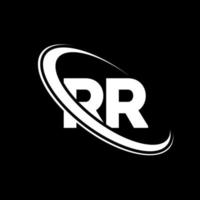 RR logo. R R design. White RR letter. RR letter logo design. Initial letter RR linked circle uppercase monogram logo. vector