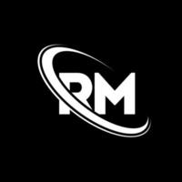 logotipo de rm. diseño de rm. letra rm blanca. diseño del logotipo de la letra rm. letra inicial rm logotipo del monograma en mayúsculas del círculo vinculado. vector