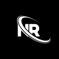 NR logo. N R design. White NR letter. NR letter logo design. Initial letter NR linked circle uppercase monogram logo. vector