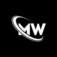 logotipo mw. mw diseño letra mw blanca. diseño del logotipo de la letra mw. letra inicial mw círculo vinculado logotipo de monograma en mayúsculas. vector