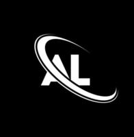 AL logo. A L design. White AL letter. AL letter logo design. Initial letter AL linked circle uppercase monogram logo. vector