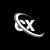 logotipo de CX. diseño cx. letra cx blanca. diseño del logotipo de la letra cx. letra inicial cx círculo vinculado logotipo de monograma en mayúsculas. vector