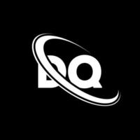 DQ logo. D Q design. White DQ letter. DQ letter logo design. Initial letter DQ linked circle uppercase monogram logo. vector