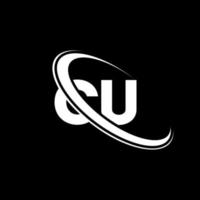 CU logo. C U design. White CU letter. CU letter logo design. Initial letter CU linked circle uppercase monogram logo. vector