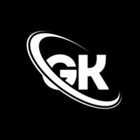 logotipo de g.k. diseño g.k. letra gk blanca. diseño del logotipo de la letra gk. letra inicial gk círculo vinculado logotipo de monograma en mayúsculas. vector