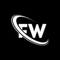 logotipo de fw. diseño original. letra fw blanca. diseño del logotipo de la letra fw. letra inicial fw círculo vinculado logotipo de monograma en mayúsculas. vector