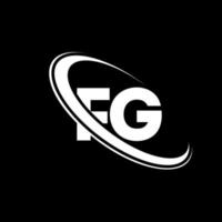 logotipo fg. diseño fg letra fg blanca. diseño del logotipo de la letra fg. letra inicial fg círculo vinculado logotipo de monograma en mayúsculas. vector