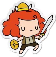 sticker cartoon kawaii cute viking child vector