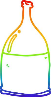 rainbow gradient line drawing cartoon bottle