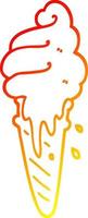 warm gradient line drawing cartoon ice cream cone vector
