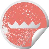 distressed circular peeling sticker symbol lilly pad vector