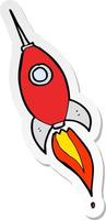 sticker of a cartoon space rocket vector