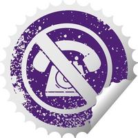 distressed circular peeling sticker symbol no phones allowed sign vector