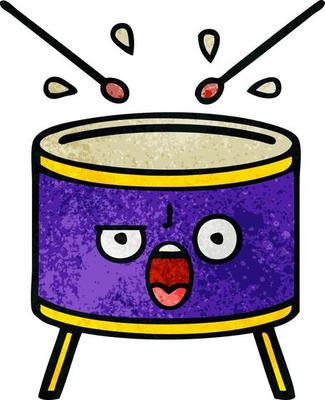 retro grunge texture cartoon drum