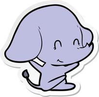 sticker of a cute cartoon elephant vector