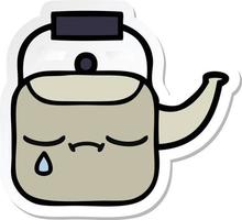 sticker of a cute cartoon kettle vector