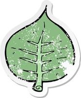 retro distressed sticker of a cartoon leaf vector