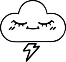 line drawing cartoon thunder cloud vector