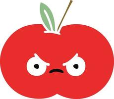 flat color retro cartoon red apple vector