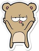 sticker of a bored bear cartoon vector