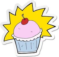 sticker of a cartoon cupcake vector