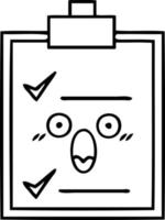 line drawing cartoon check list vector
